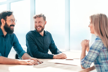 Wall Mural - HR managers in an interview with a new employee.