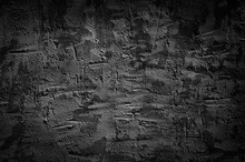 Black Cement Wall Texture Rough Background. An Old Dark Grundge Concrete Floor Background .