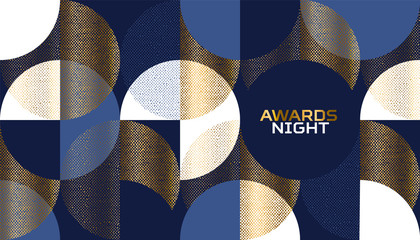Wall Mural - luxury gold, blue, white geometrical abstract pattern