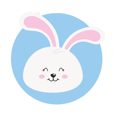 Wall Mural - head of cute rabbit in frame circular vector illustration design