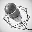 Vintage microphone isolated on white background. 3D illustration