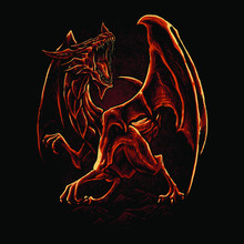 Red Dragon Art Vector Illustration
