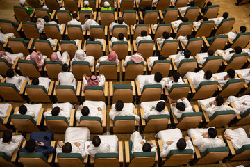 Saudi people sitting in Cinema, Jeddah, Saudi Arabia, September 2019