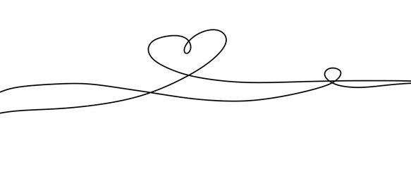 Naklejka na meble Heart. Abstract love symbol. Continuous line art drawing illustration. Valentines day background banner.