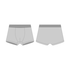 Boxer shorts technical sketch. Gray boxers underpants for boys isolated on white background.