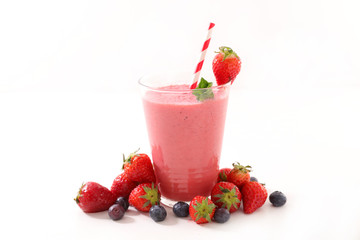 Wall Mural - smoothie, berry fruit juice isolated on white background