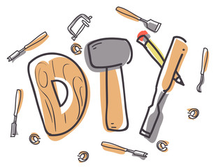 Sticker - Woodworking Lettering Illustration