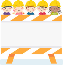 Kids Construction Engineer Sign Board Illustration