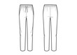 Vector illustration of women's pants. Front and back views