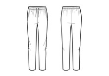 Vector Illustration Of Women's Pants. Front And Back Views