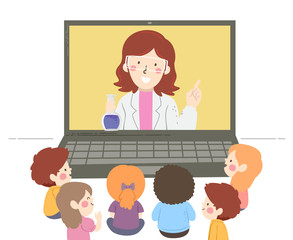 Wall Mural - Kids Laptop Watch Scientist Illustration