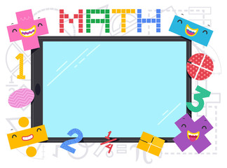 Math Mascot Operators Tablet Illustration