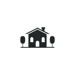 Aufkleber - house icon vector sign isolated for graphic and web design. Cottage house symbol template color editable on white background