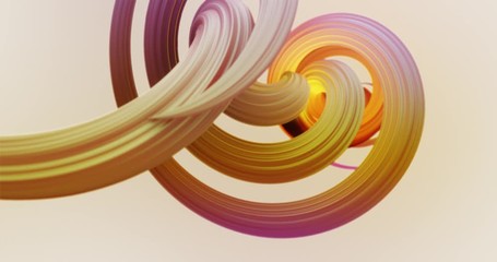 Poster - Abstract colorful orange and pink pastel swirl, natural curve art background. Curved and wavy pattern with Candy texture and subsurface scattering. 3D render loop