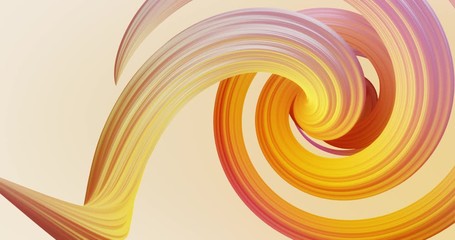 Poster - Abstract colorful orange and pink pastel swirl, natural curve art background. Curved and wavy pattern with Candy texture and subsurface scattering. 3D render loop
