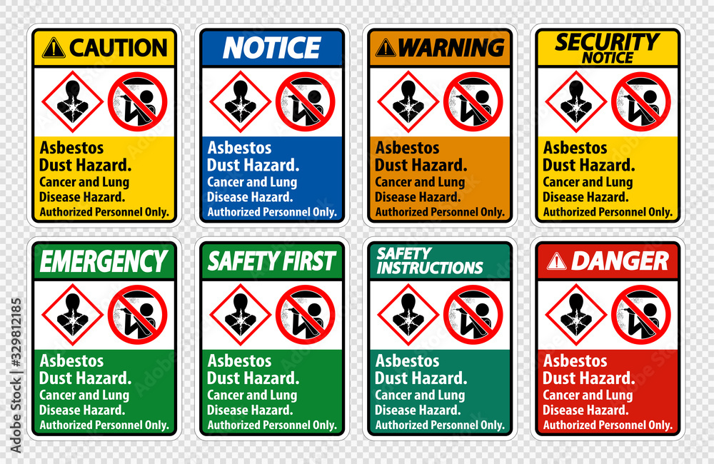 Dust Label Safety Label,Asbestos Dust Hazard, Cancer And Lung Disease Hazard ...
