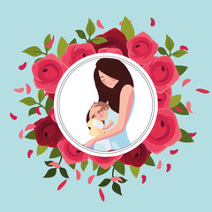 Wall Mural - woman and son, card of the mother day