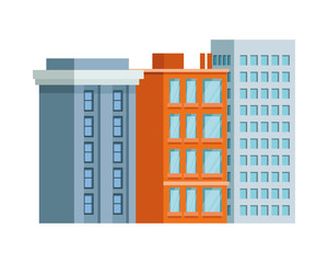 Poster - three buildings with windows isolated icon