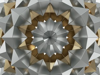 Wall Mural - Golden geometric 3d pattern background. 3d rendering - illustration.