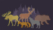 Vector animal silhouettes_composition animals and forest