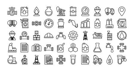 Sticker - set of icons oil , line style icon