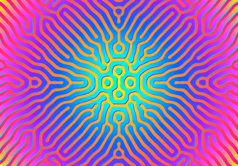 Poster - Abstract background with optical illusion generative pattern and vibrant fluid psychedelic colors