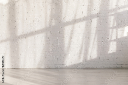 Cuadros en Lienzo sunlight and shadows on brick wall in empty yoga studio