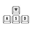 WASD computer keyboard buttons. Desktop interface. Web icon. Gaming and cybersport. Vector stock illustration.
