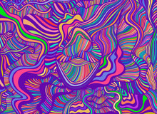 Funky Bright Abstract Lines Art  Pattern, Rainbow Multicolor Color. Decorative Psychedelic Stylish Card.