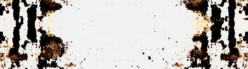 white painted rusty exfoliated scratched metal wall texture, with space for text, background panorama banner