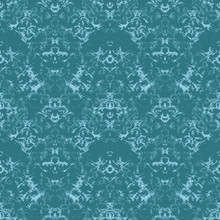 Textured Ornament Seamless Vector Pattern In Monochromatic Teal. Decorative Vintage Surface Print Design In Patina Colors.