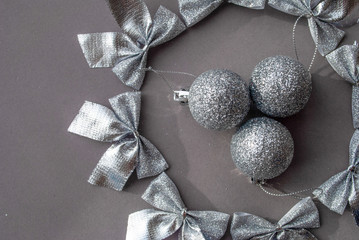 Canvas Print - New Year's toys. Merry Christmas. bows. balls and sparkles background