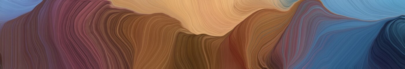 Poster - dynamic wide colored banner. contemporary waves design with old mauve, dark salmon and steel blue color