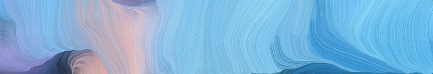 Poster - landscape orientation graphic with waves. modern soft curvy waves background illustration with sky blue, silver and dark slate blue color