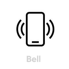 Wall Mural - Bell phone icon. Editable line vector.