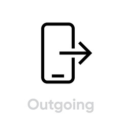 Wall Mural - Outgoing phone icon. Editable line vector.