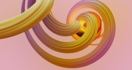 Poster - Abstract colorful orange and pink pastel swirl, natural curve art background. Curved and wavy pattern with Candy texture and subsurface scattering. 3D render