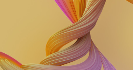 Poster - Abstract colorful orange and pink pastel swirl, natural curve art background. Curved and wavy pattern with Candy texture and subsurface scattering. 3D render