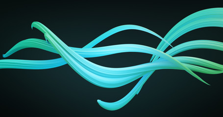 Poster - Abstract colorful green and blue pastel swirl, natural curveart background. Curved and wavy pattern with Candy texture and subsurface scattering. 3D render
