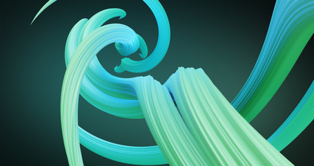Poster - Abstract colorful green and blue pastel swirl, natural curveart background. Curved and wavy pattern with Candy texture and subsurface scattering. 3D render