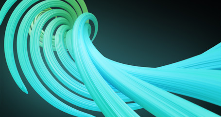 Poster - Abstract colorful green and blue pastel swirl, natural curveart background. Curved and wavy pattern with Candy texture and subsurface scattering. 3D render