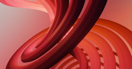 Poster - Abstract colorful orange and red pastel swirl, natural curve art background. Curved and wavy pattern with Candy texture and subsurface scattering. 3D render