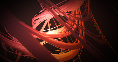 Poster - Abstract colorful orange and red pastel swirl, natural curve art background. Curved and wavy pattern with Candy texture and subsurface scattering. 3D render
