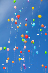 colorful balloons on blue sky