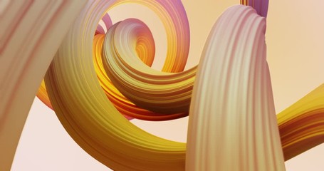 Poster - Abstract colorful orange and pink pastel swirl, natural curve art background. Curved and wavy pattern with Candy texture and subsurface scattering. 3D render loop