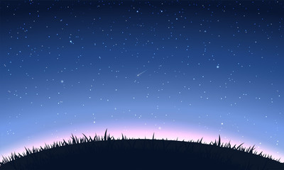 Wall Mural - night sky background. hill at night sky and star.