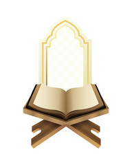 koran book islam religion with golden frame