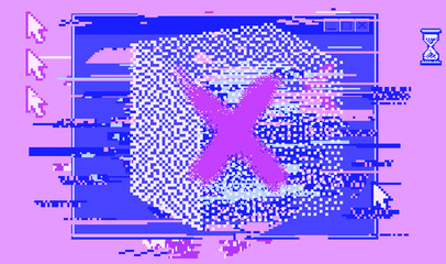 Aufkleber - Computer screen with Command-line interface or console terminal. Retrofuturistic vaporwave style illustration in punchy pastel colors.