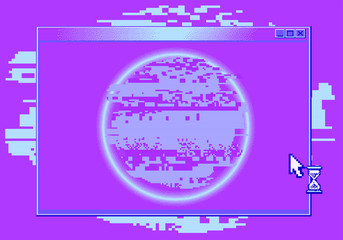 Aufkleber - Computer screen with Command-line interface or console terminal. Retrofuturistic vaporwave style illustration in punchy pastel colors.