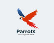Flying parrots art logo design inspiration
